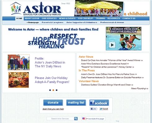 screenshot of The Astor Home website