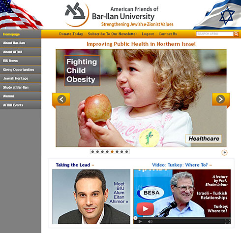 screenshot of the AFBIU website