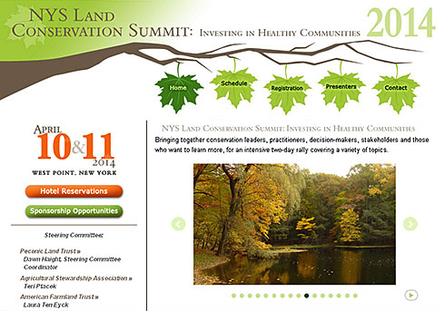 screenshot of New York State Land Conservation Summit 2014 website