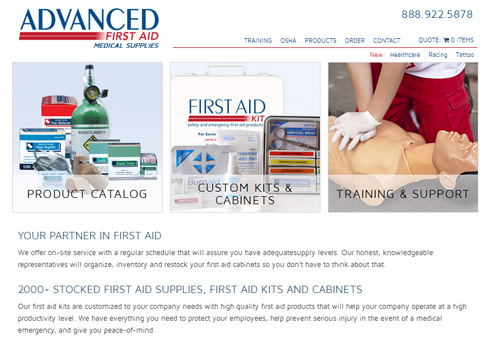 screenshot of Advanced First Aid website