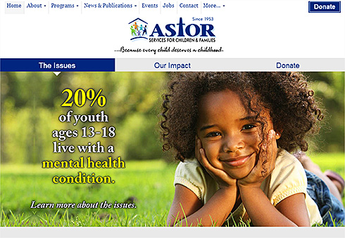 screenshot of the Astor Services website