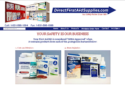 Direct First Aid Supplies website screenshot