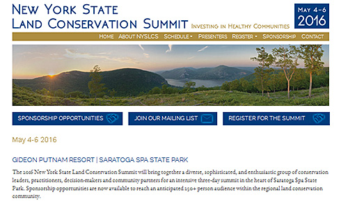 screenshot of the New York State Land Conservation Summit 2016 website